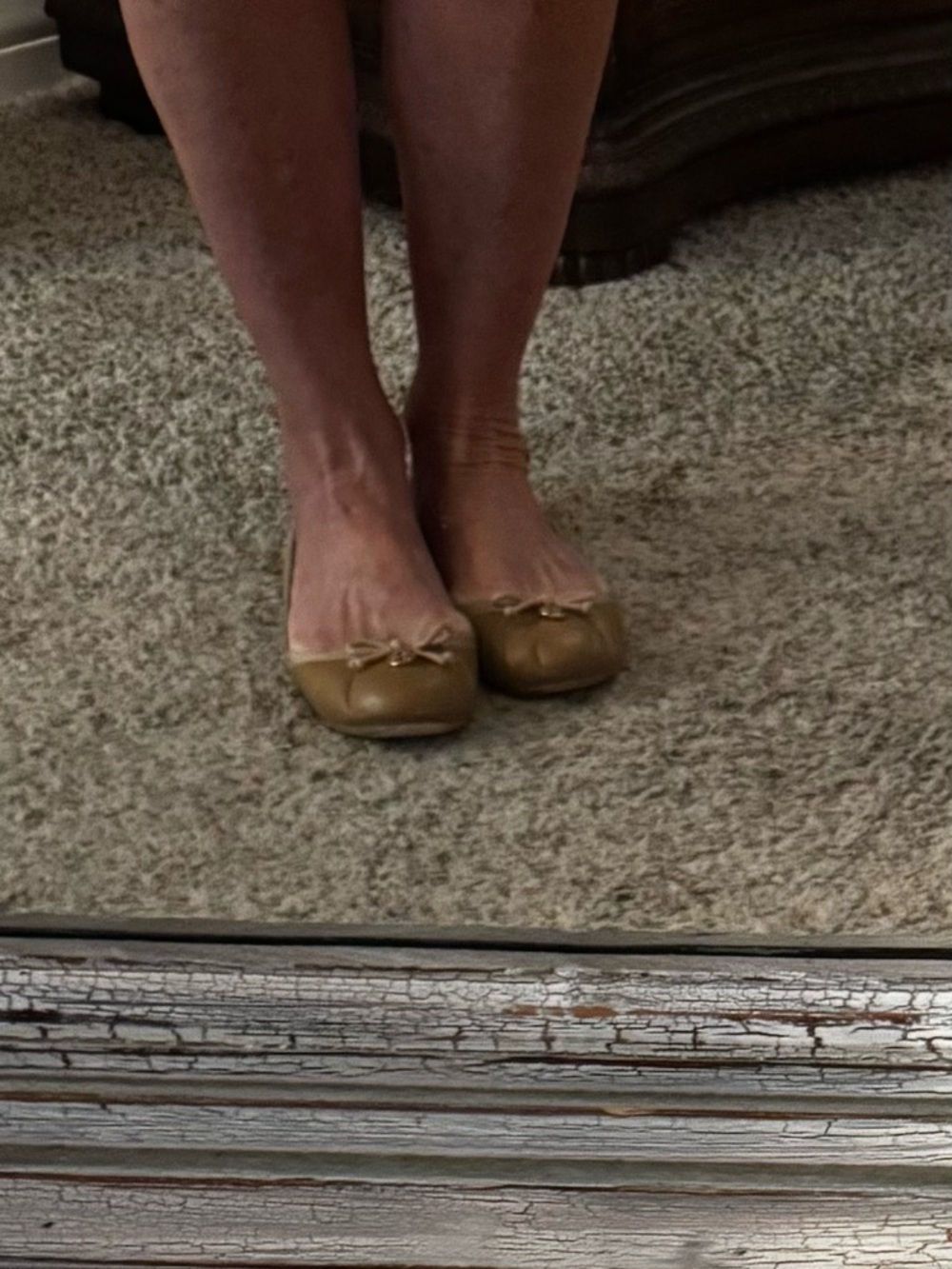 Tory Burch Caramel Leather Ballet Flats with Bow - Picture 7 of 8